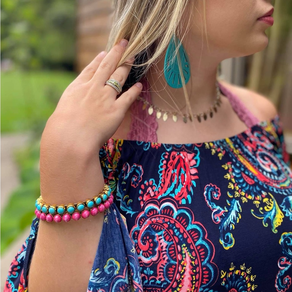 NEW Gold and Turquoise Magnetic Bracelet - Picture 5 of 6